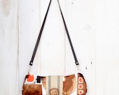 Vintage Hawaiian Barkcloth Clutch in Brown and Orange