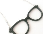 Black Rimmed Glasses Necklace, Glasses Charm Necklace, Chain, Hipster, Nerdy Chic, Nerd, Quirky, Black Glasses, Adjustable Necklace, Kitsch
