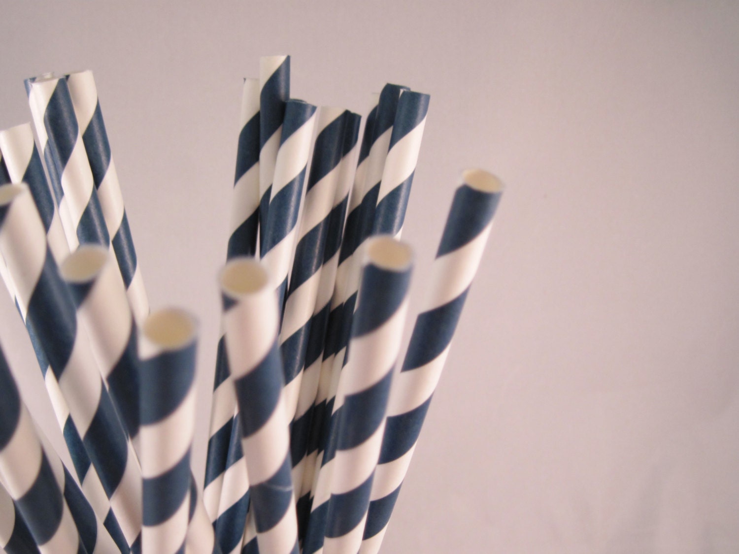 50 Navy Blue Stripe Straws - ships less than 24 hours Il_570xn