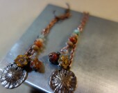Floral Goddess. Long Dangle Earthy Flowers Floral Sand Dollar Boho Earrings