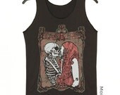 Skeleton Kiss With Girl Baroness Kylesa Charcoal Black Singlet Tank Top Sleeveless Women Art Punk Rock T-Shirt Size XS-S