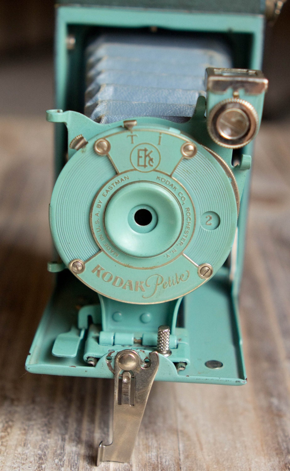 Vintage Green Kodak Petite Folding Camera with Original Bellows - Rare