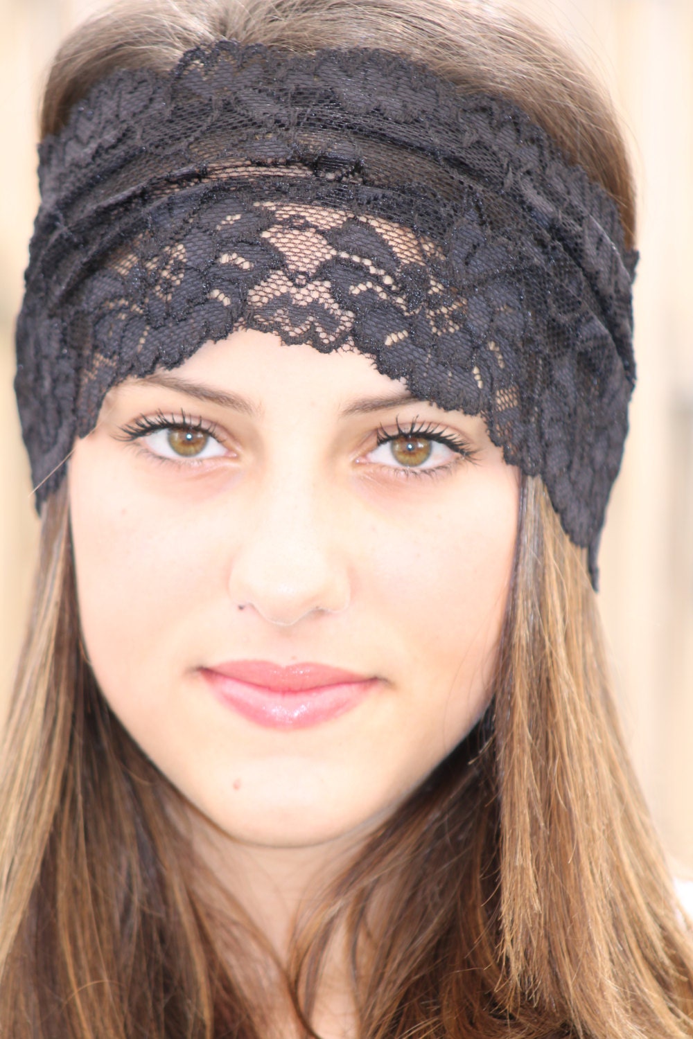 Black Lace Headband, Elastic Hairband, Women Hair Accessories, Wide Headband, Turban Head Wrap, Head Covering, Handmade Head band