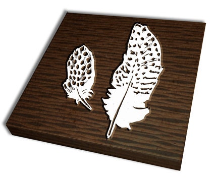Spotted Bird Feathers Art Woodblock Stamp Carved Block - Wood Fetish