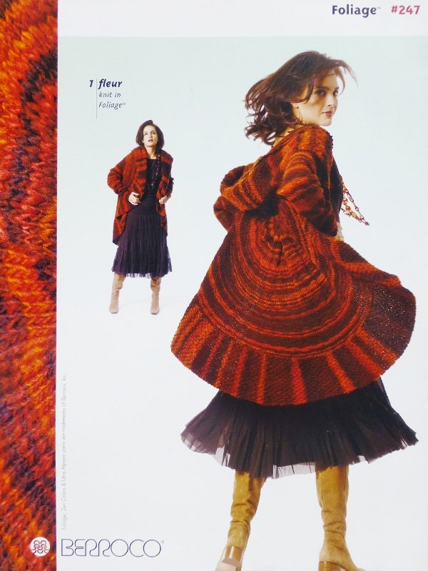 Knitting Crochet Pattern Book BERROCO FOLIAGE FLEUR 7 Designer Fashions Cape No 247