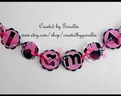 Minnie Mouse Birthday High Chair Banner - Hot Pink and Zebra, Polka Dot