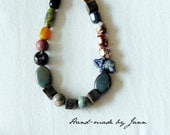 Bohemian Chunky Statement Necklace Unique Handmade Jewelry Boho Chic (OOAK /Petrified Wood/Dragon Vein Agate/Sodalite/Amazonite/etc)
