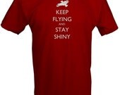 Custom " Keep Flying and Stay Shiny " T Shirt ( Range of sizes / colours ) firefly browncoats