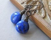 Earrings - sterling silver, oxidised, lapis lazuli - Midnight