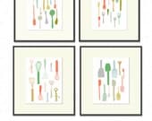 I Love Your Utensils - Digital illustration, Print Set, kitchen art set, cooking, chef, kitchen artwork