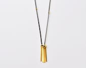 Beam - gold vintage bar drops long brass necklace - modern minimal jewelry