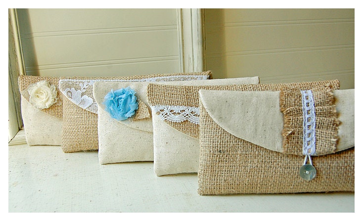 burlap bag lace wedding clutch set 6 rustic bag cotton linen purse Personalize rose Bridesmaid party etsy Custom Pouch gift MakeUp tagt team