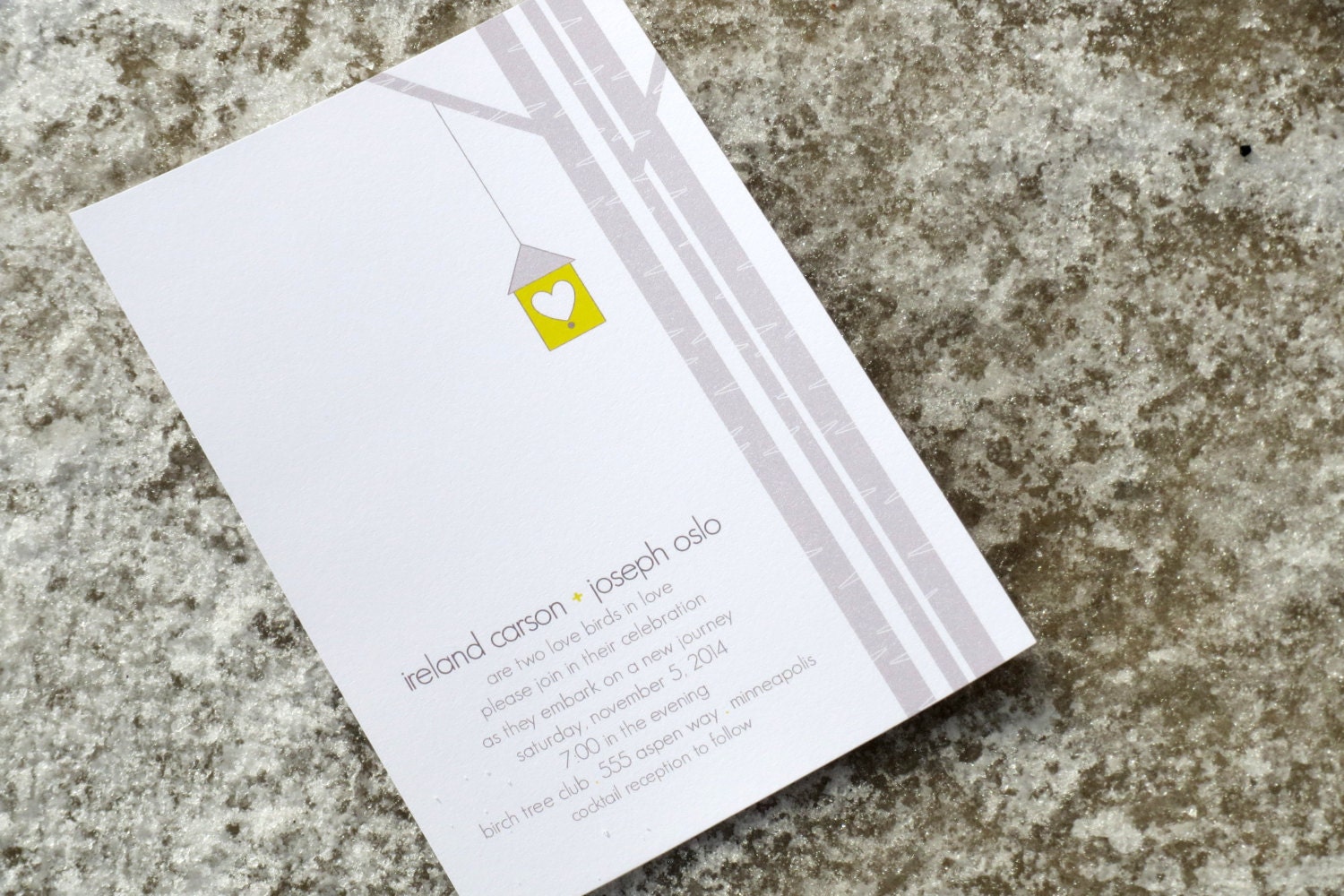 Wedding Invitations Modern Birch Tree - Ireland Deposit