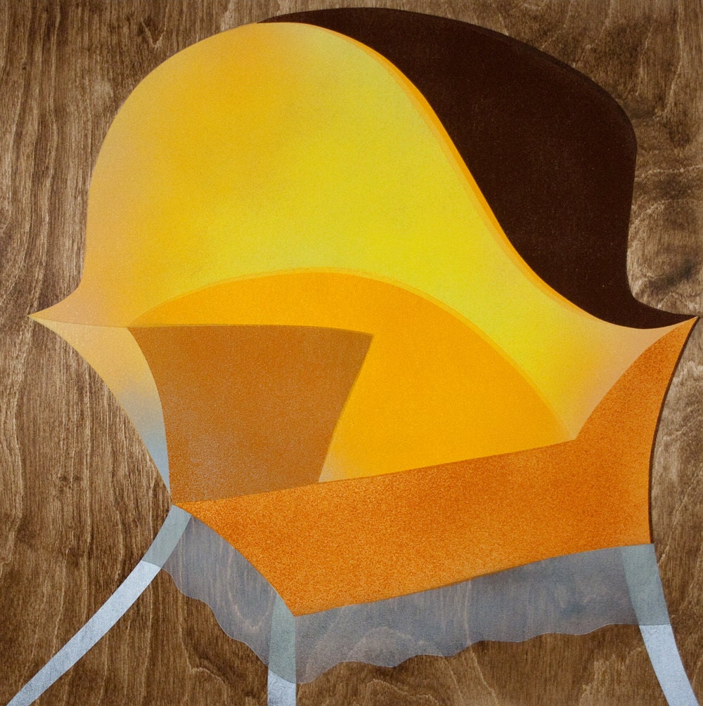 Original Mixed Media Painting Modern Design Abstract of Philippe Starck Lord Yo Chair