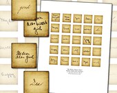 My Dear Dear Girl -- Words From Love Letters -- digital collage sheet 1" square inchies 25.4mm 25mm 1x1