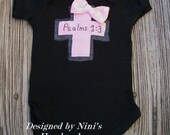 BLACK and PINK Christian Cross with Scripture Onesie, You Pick Scripture, bodysuit, baby clothing, childrens clothing, girls clothing