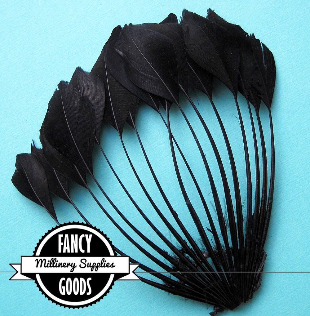1 - Black - Trimmed Goose Feather - Pointer Pad - for - Millinery - Fascinators - Headbands - Bridal