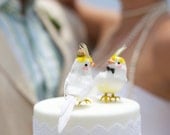 Cockatiel Wedding Cake Topper - Punk Rock Bride & Groom - Anniversary and Wedding Cake Topper