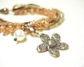 Peach bracelet lady bug bronze flower charm summer fashion mothers day pamelasjewelry