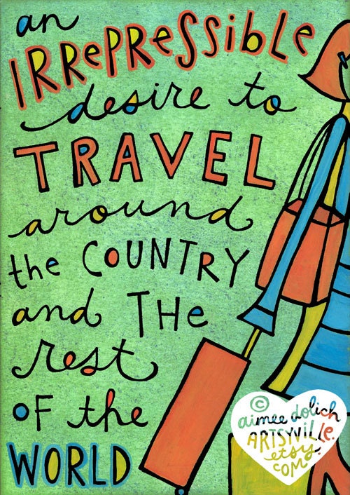 Travel Girl (5x7 doodle print)