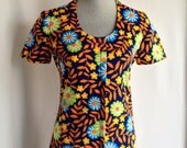 Groovy Mod Floral Mini Dress 1960's Gogo Dress Funky Vintage