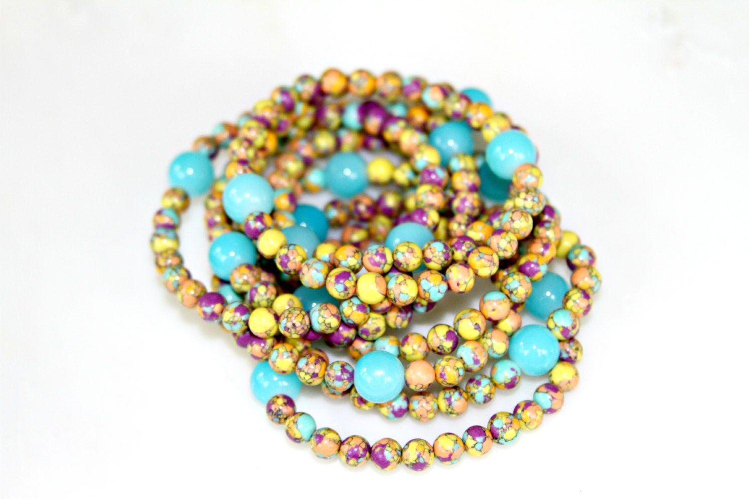 Summer Fun STACKABLE Bracelet - Pastel Colors Stackable Modern Chic Yellow Blue Purple Peach Bracelets by Mei Faith