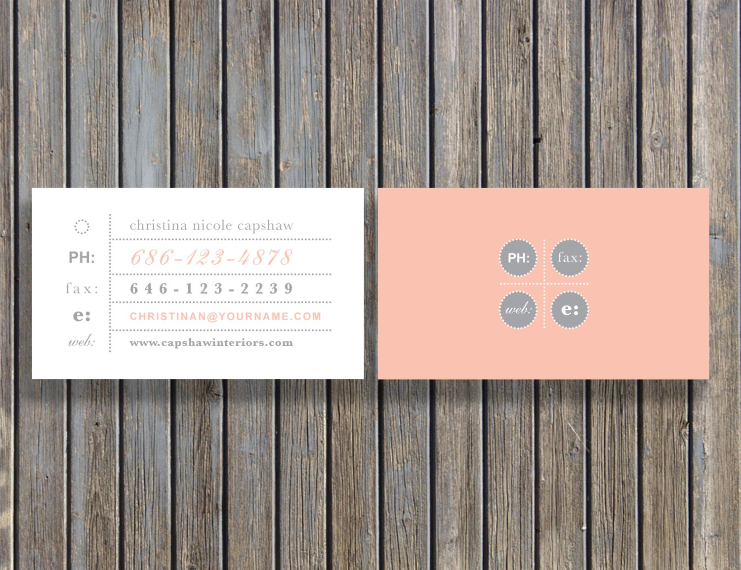 Vintage Pink Digital Business Card Template (Photoshop files)