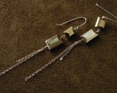 Faceted Pyrite and Sterling Silver Geometric Tassel Earrings on Sterling Silver Earwires