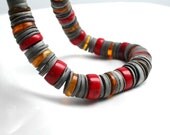 Amber Coral Necklace Baltic Amber Necklace Natural Gemstone Jewelry African Style Statement Yellow Red Gray Summer Fashion Heishi Shell
