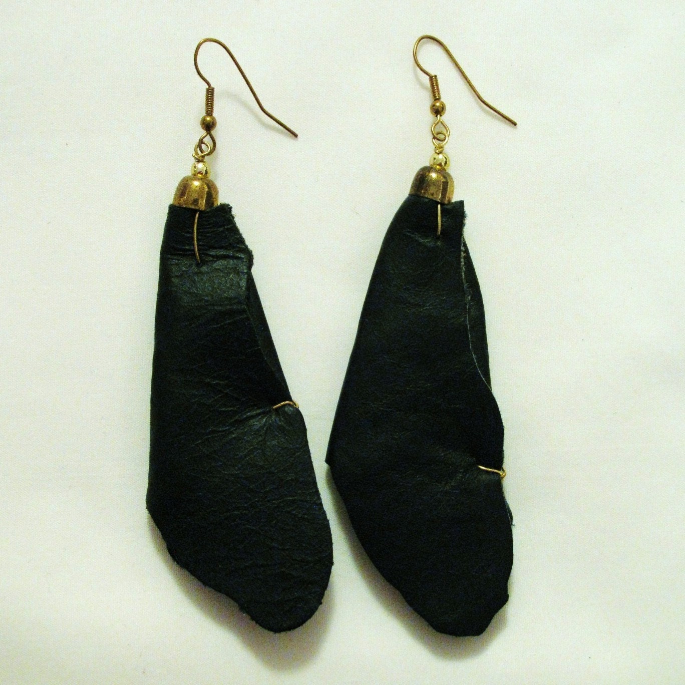 Black Handmade Leather Dangle Earrings