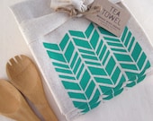 Modern Shapes -  Herringbone -Tea Towel - Screen Printed