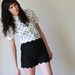 Scallop shorts -  vintage inspired with high waist night black, feminine lace bohemian clothing for her - minxshop small