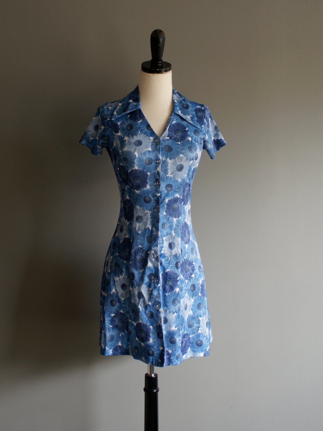 Vintage 90s BLUE DAISIES Club Kid Dress (xs)