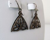 Folded Filigree Lotus Earrings in Antique Brass