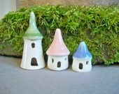 Garden Fairy Houses -Set of 3 Mini Houses - Geo Thermal - Handmade, Wheel Thrown