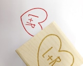 Romantic Heart Stamp. Wedding stamp for DIY brides  // Carved Heart with Initials // Custom Stamp 1"x1"