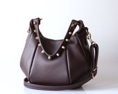 SALE Studded Leather purse - Opelle Studded Baby ballet bag in Garnet pebbled leather NEW ss13