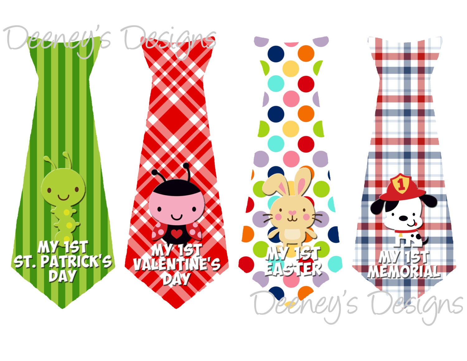 My First Holiday, Mother's Day, Father's Day Ties Boy Monthly Baby Onesie Stickers...16 Ties in all
