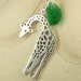 RARE Emerald Green Sea Glass And Giraffe Necklace Pendant Sterling Silver Eco Friendly