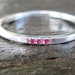 Three Stone Sterling Silver Stacking Ring 925 and Three Rubies Handmade Size: 7