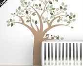 Wall Decal Sample Sale - Owl Tree Extra Large - Light Brown, Light Green, Olive Green, Metallic Copper