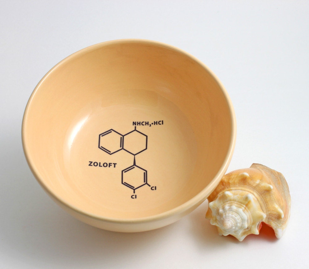 Zoloft Chemistry Molecule Bowl - Peach with Black Decal