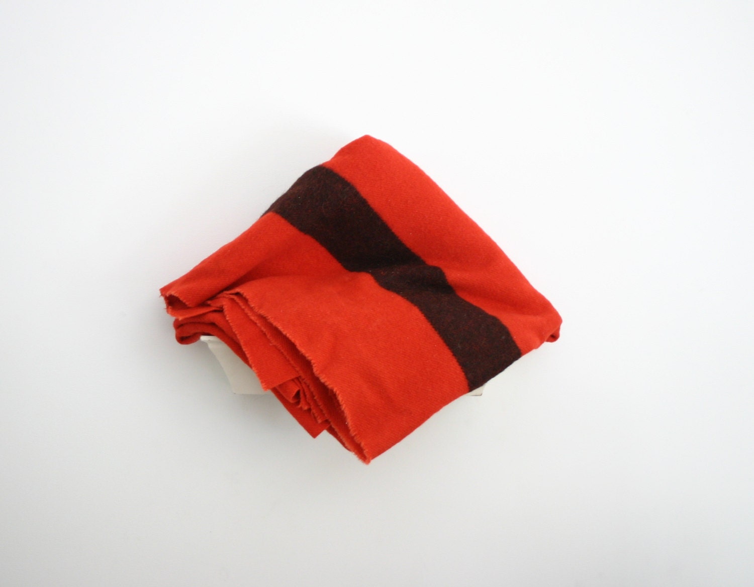 Vintage Hudson Bay Company 3 point wool blanket in red with black stripe
