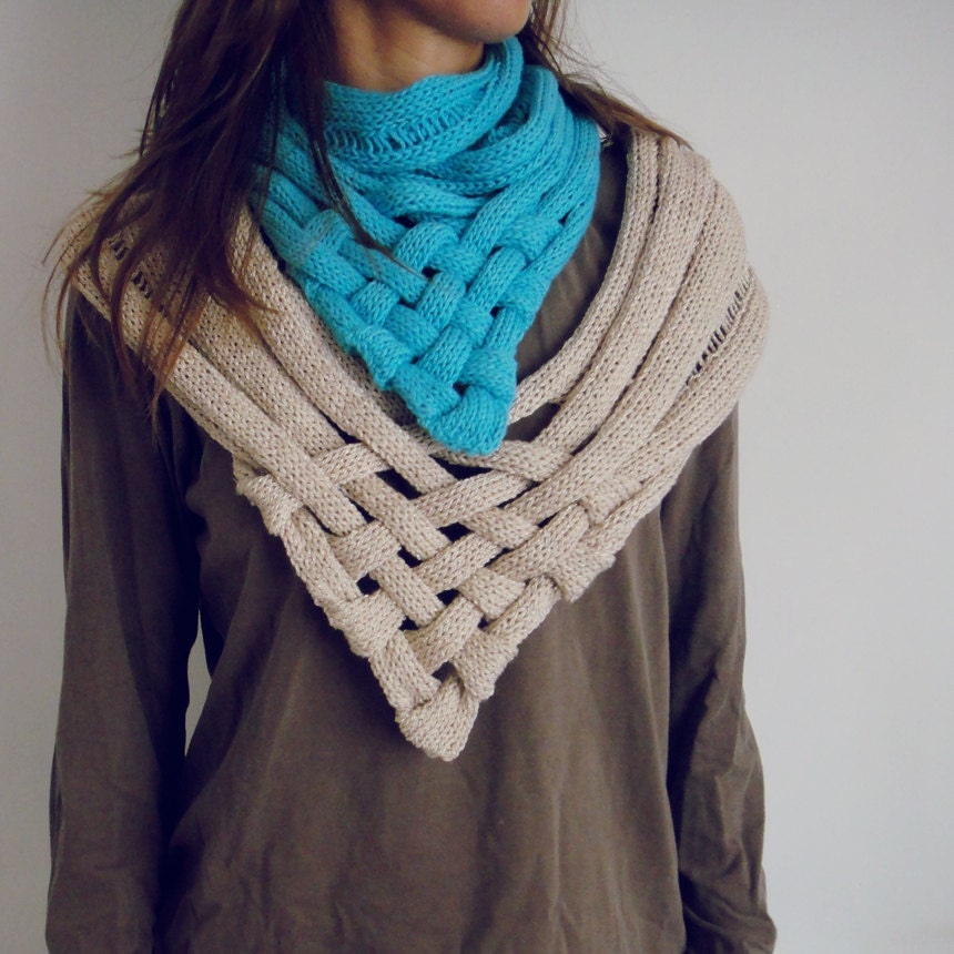 Spring Capelet Knit PDF Pattern Weave - easy tutorial, lot of pictures - adult knitting pattern cowl or shawl Spring Summer Woman Accessory