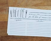 silverware 3"x5" recipe cards - set of 12 - hand drawn lettering