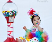 First Birthday Tutu Outfit  -- Rainbow Sweetheart -- bow, leg warmers, tutu and personalized onesie with chevron