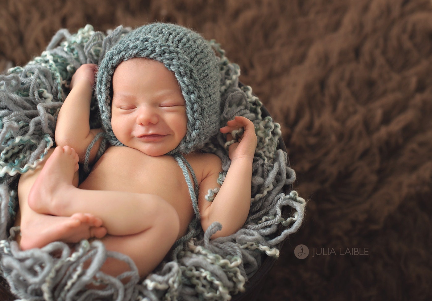 Newborn knit bonnet with textured edge - sweet and simple for newborn photos