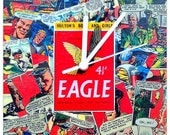 Classic Eagle DAN DARE 20x20cm Square Clock - Handmade, Unique and Original