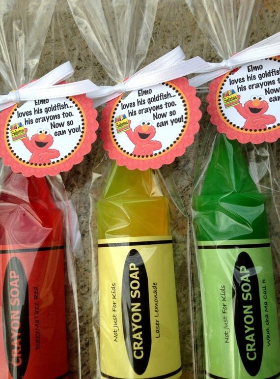 10 CRAYON SOAPS (with Tags & Ribbons) - Crayon Birthday Favors, Soap, Teacher Soap, Crayola Soap Favor, Kindergarten Present, Elmo Party Il_570xn