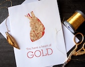 Anniversary / Mother's Day "Heart of Gold" Gold Leaf Card : Heart, Love